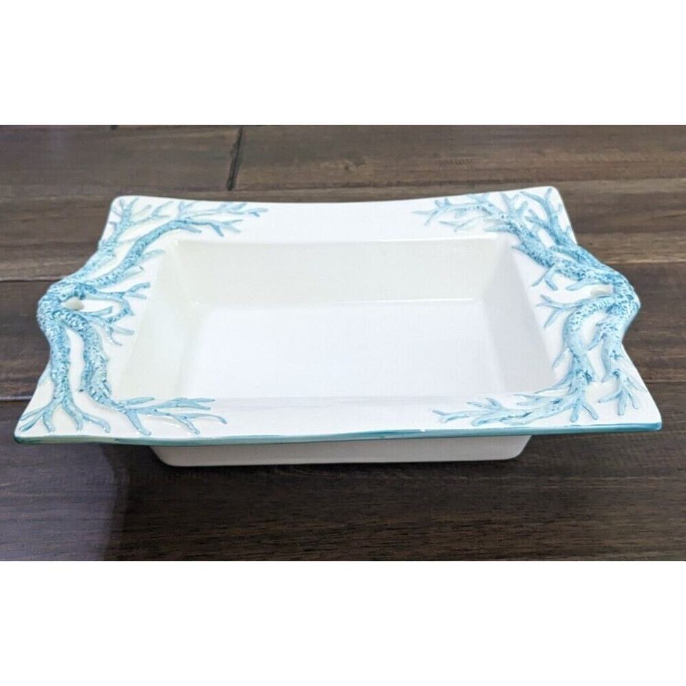 OCEAN REEF CORAL Handle Handled Serving Platter Raised Pattern MADE IN ITALY